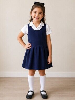 The Children's Place Toddler Girl's Navy White Dress  3T